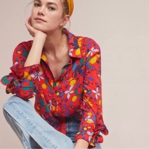 Maeve by Anthropology Floral Botton Down
